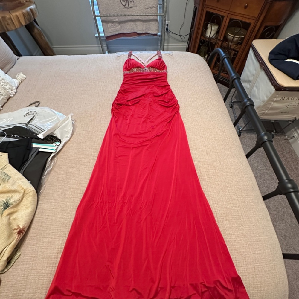 NiteLine Red Ruched Evening/Prom Dress - Picture 3 of 9